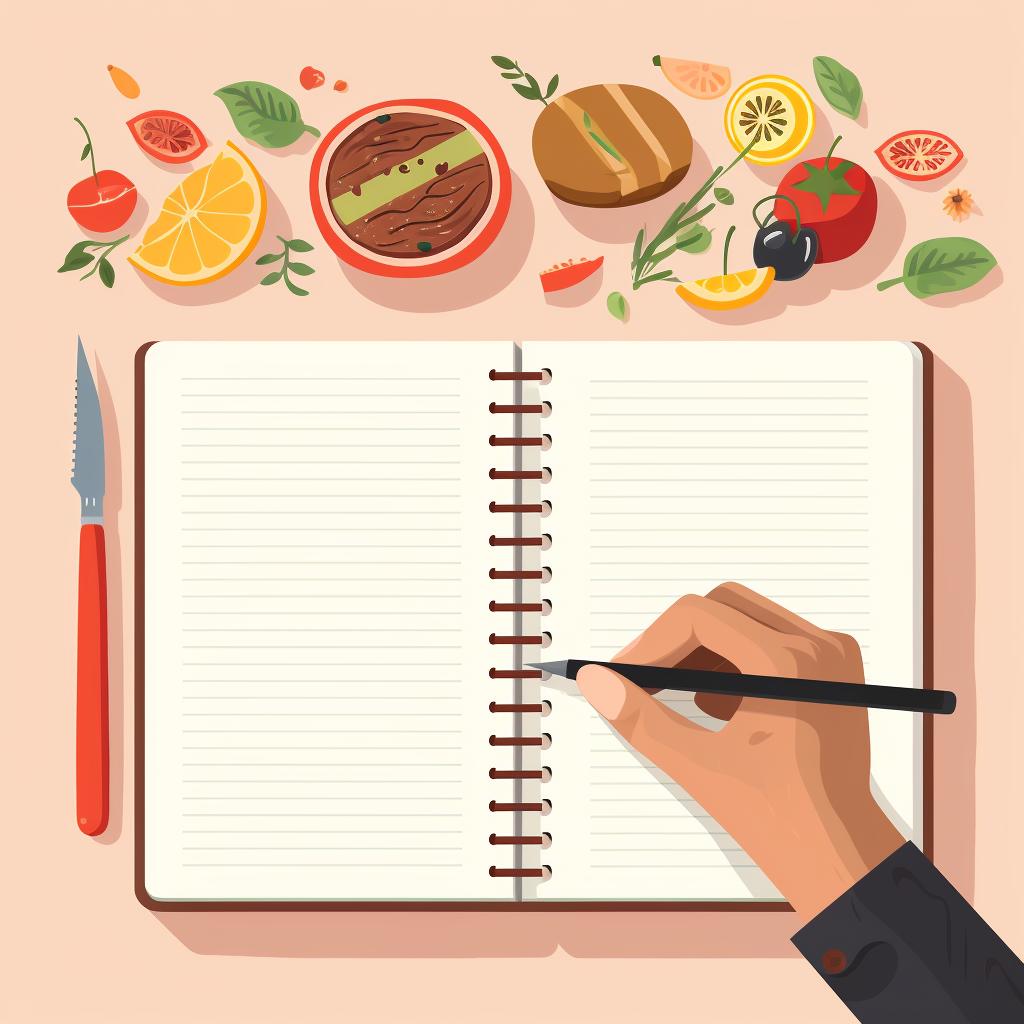 Person writing in a food journal