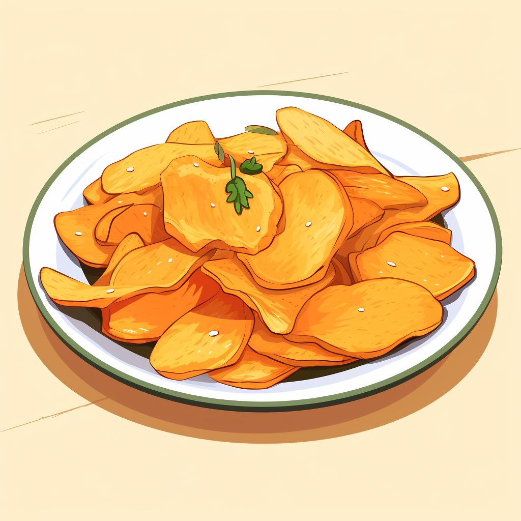 A plate of homemade sweet potato chips