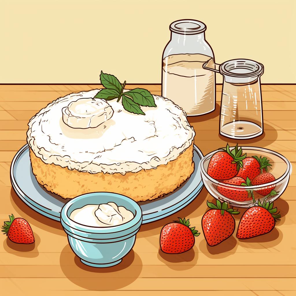 Ingredients for healthier Angel Food Cake on a kitchen counter