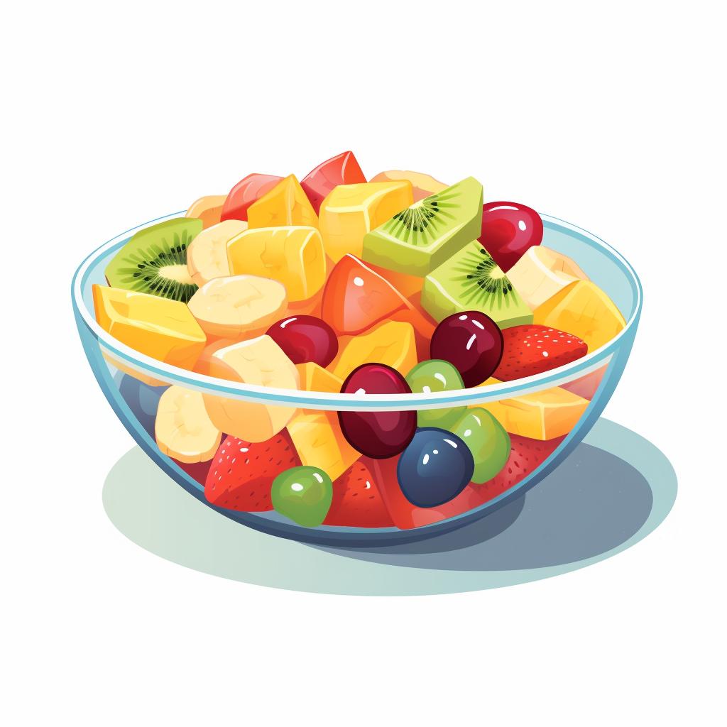 A bowl of colorful fruit salad